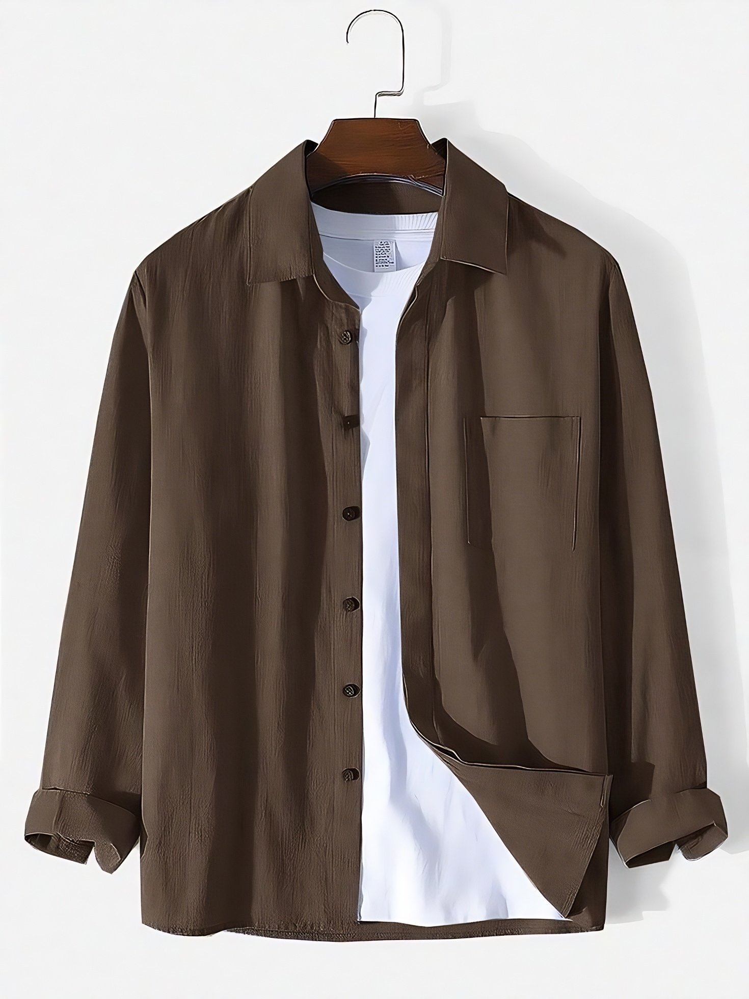 Kemeja Cokelat Lengan Panjang Overshirt A